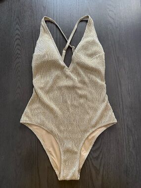 H&M Women’s‎ Beige/ Gold Swimsuit Size 4